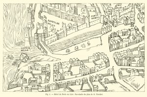 Hotel de Nesle nel 1550, fac-simile del piano di O. Truchet da French School