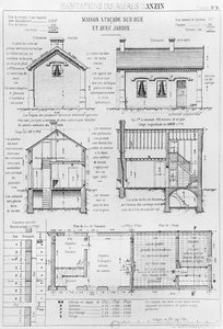 Case per lavoratori ad Anzin, tavola 9 da Les habitations ouvrieres en tous pays, situazione nel 1878, Avenir di Emile Muller e Emile Cacheux, Parigi, pubblicato nel 1879 da French School