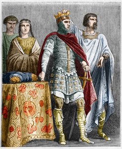 Ugo il Grande incorona Raoul o Rodolfo di Borgogna, Duca di Borgogna e Re di Francia. Incisione in 
