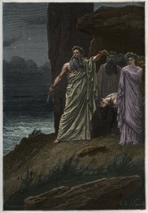 Sacrificio umano da parte dei druidi dopo Alphonse de Neuville - Druidi che offrono sacrifici umani - incisione da 