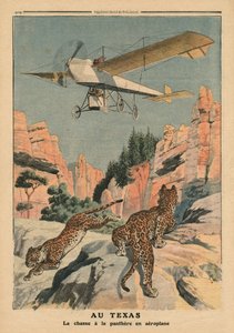 Caccia alle pantere da un aereo in Texas, illustrazione da 