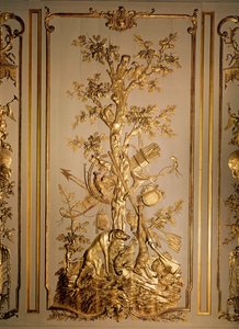 Scena di caccia, pannelli in legno originariamente dalla sala da pranzo dell