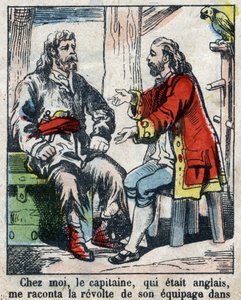 Illustrazione per il libro di Daniel Defoe "Robinson Crusoe". Immagine di Epinal fine XIX secolo