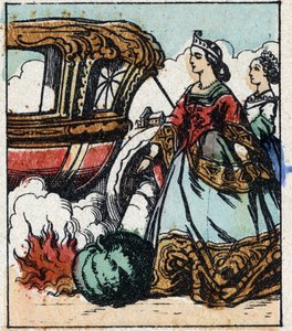 Illustrazione del racconto di Charles Perrault "Cenerentola o La piccola scarpetta di vetro". Incisione su legno di Imaging Pellerin - Epinal, sd. Fine XIX secolo da French School
