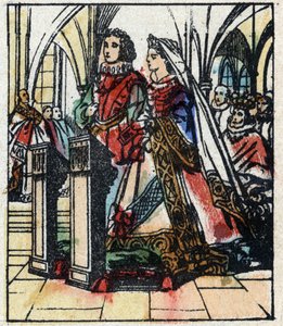 Illustrazione della fiaba di Charles Perrault “Cenerentola o La piccola scarpetta di vetro”. Incisione su legno di Imaging Pellerin - Epinal, fine XIX secolo. da French School