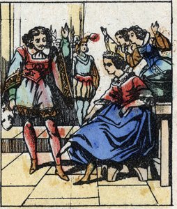 Illustrazione della fiaba di Charles Perrault "Cenerentola o La scarpetta di vetro". Incisione su legno di Imaging Pellerin - Epinal, fine XIX secolo. da French School