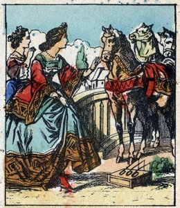 Illustrazione del racconto di Charles Perrault “Cenerentola o La scarpetta di vetro”. Incisione su legno di Imagery Pellerin - Epinal, fine XIX secolo. da French School