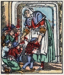 Illustrazione del racconto "Pollicino" di Charles Perrault. Incisione su legno di Imaging Pellerin - Epinal, sd. Fine XIX secolo.