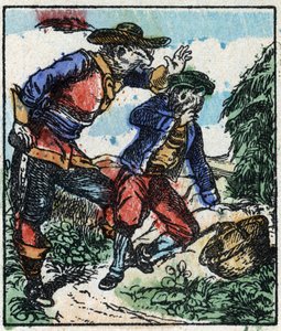 Illustrazione del racconto "Raminagrobis e i topi". Incisione su legno di Imaging Pellerin - Epinal, sd. Fine XIX secolo. da French School