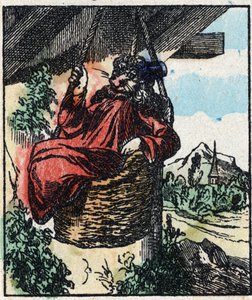 Illustrazione del racconto “Raminagrobis e i topi” Incisione su legno di Imaging Pellerin - Epinal, sd. Fine XIX secolo
