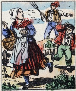 Illustrazione del racconto "La forchetta del diavolo". Incisione su legno di Imagery Pellerin - Epinal, fine XIX secolo da French School