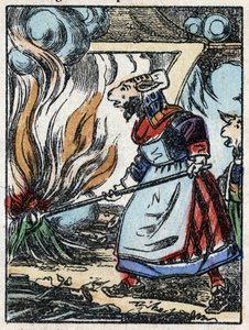 Illustrazione del racconto "Il lupo, la capra e i sette capretti". Incisione su legno di Imaging Pellerin - Epinal, sd. Fine XIX secolo. da French School
