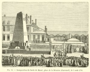 Inaugurazione del busto di Marat, piazza della Riunione, Carrousel, il 2 agosto 1793 da French School