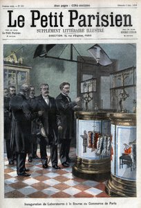 Inaugurazione dei laboratori alla borsa commerciale: il signor Masson, presidente della Camera di Commercio di Parigi, presenta al ministro del Commercio Millerand i nuovi locali per la condizione delle setole e delle lane e il laboratorio per il test dell da French School