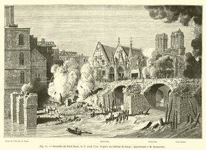 Incendio del Petit-Pont, il 27 aprile 1718; secondo un quadro del tempo, appartenente a M Bonnardot da French School