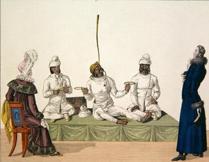 Giocolieri indiani che eseguono un numero di equilibrio, tavola 87 da le Bon Genre, c.1810 da French School