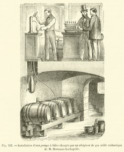 Installazione di una pompa di birra caricata da un recipiente di gas acido carbonico di M. Hermann-Lachapelle da French School
