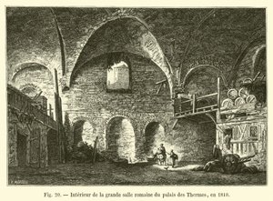 Interno della grande sala romana del palazzo delle Terme, nel 1810