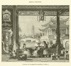 Interno della casa di un mandarino a Pechino (incisione)