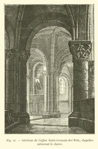 Interno della chiesa di Saint-Germain des Prés, cappelle che circondano il coro da French School
