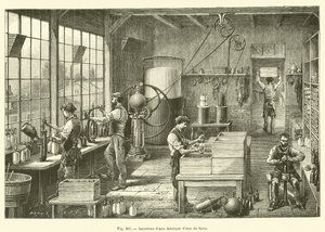 Interno di una fabbrica di acqua di Seltz