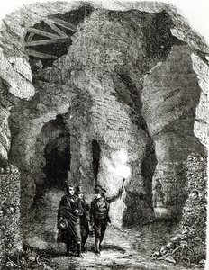 Interno delle catacombe, Parigi da French School