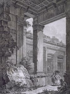 Interno del Tempio di Diana, Nimes, da Antiquités de la France: Vol I, Monuments de Nimes