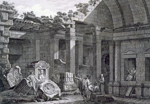 Interno del Tempio di Diana, Nimes, da Antiquités de la France: Vol I, Monuments de Nimes da French School