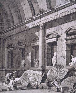 Interno del Tempio di Diana, Nîmes, da Antiquités de la France: Vol I, Monuments de Nîmes