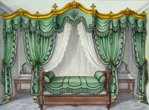 Interno che mostra mobili da un periodico francese, 1850s da French School