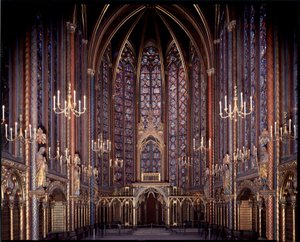 Vista interna della cappella superiore della Sainte-Chapelle (1245 - 1248) a Parigi, Francia da French School