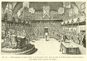 Interrogatorio di Luigi XVI, il 26 dicembre 1792, nella sala della Convenzione, ex maneggio, fac-simile di un