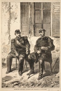 Intervista tra Napoleone e Bismarck a Doncherry, illustrazione da Cassells History of the War between France and Germany, 1870-1871 da French School