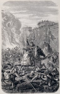 Invasione e saccheggio di Roma da parte di Alarico I, Re dei Visigoti 410 - in "Storia dei Papi, Re, Regine e Imperatori" di Lachatre, T.1