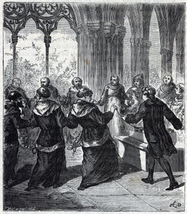 JEAN ANTOINE NOLLET (1700-1770) diede una scossa elettrica ai religiosi di un convento certosino - Incisione in 