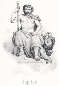 Giove: Figlio di Saturno e Rea, fratello di Titano, fu nutrito dalla capra Amaltea da French School