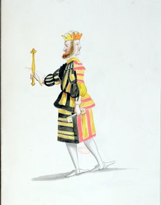 Costume di Giano per il Ballet de la Nuit di Jean-Baptise Lully (1632-87) danzato da Luigi XIV, 23 febbraio 1653 da French School