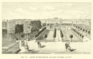 Giardino del Palais-Royal, vista dal Palazzo, nel 1774 da French School