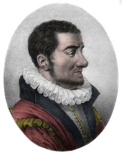 Jean Passerat (1534-1602) satirico politico e poeta inglese - incisione da French School