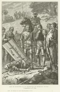 Jean de Montfort scopre il corpo di Carlo di Blois dopo la battaglia di Auray, 1364 da French School