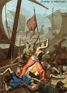 Jeanne de Montfort e La Bretagna (1342): Jeanne de Montfort sostenne una battaglia navale vicino a Guernsey. Cromolitografia della Serie "Educazione Patriottica attraverso l