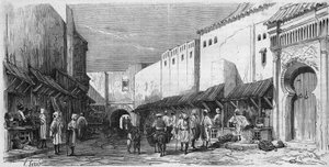 Popolazione ebraica di Tetouan (Tetuan) in Marocco: vista di un bazar ebraico da French School