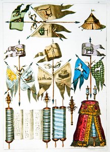 Simboli ebraici, bandiere e Torah da French School