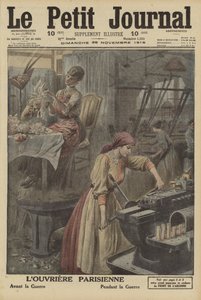 Lavori svolti dalle lavoratrici parigine prima e durante la Prima guerra mondiale (litografia a colori) da French School