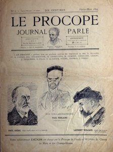 Ritratti dei poeti francesi Paul Verlaine, Paul Arene e Laurent Tailhade in un caffè parigino, febbraio 1895 da French School
