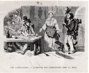Apprendista che arriva in una pensione, c. 1850 da French School