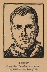 Jozsef Cserny, rivoluzionario comunista ungherese e leader dei Lenin Boys che attuarono il Terrore Rosso sotto la Repubblica Sovietica Ungherese nel 1919 (litografia)