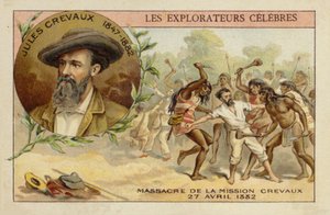 Jules Crevaux (1847-1882) sulle rive del Rio Pilcomayo in Argentina il 27 aprile 1882 da French School