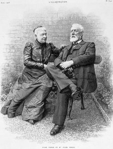 Jules Verne e sua moglie - incisione da French School