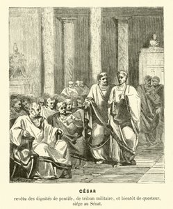 Giulio Cesare nel Senato Romano (incisione) da French School